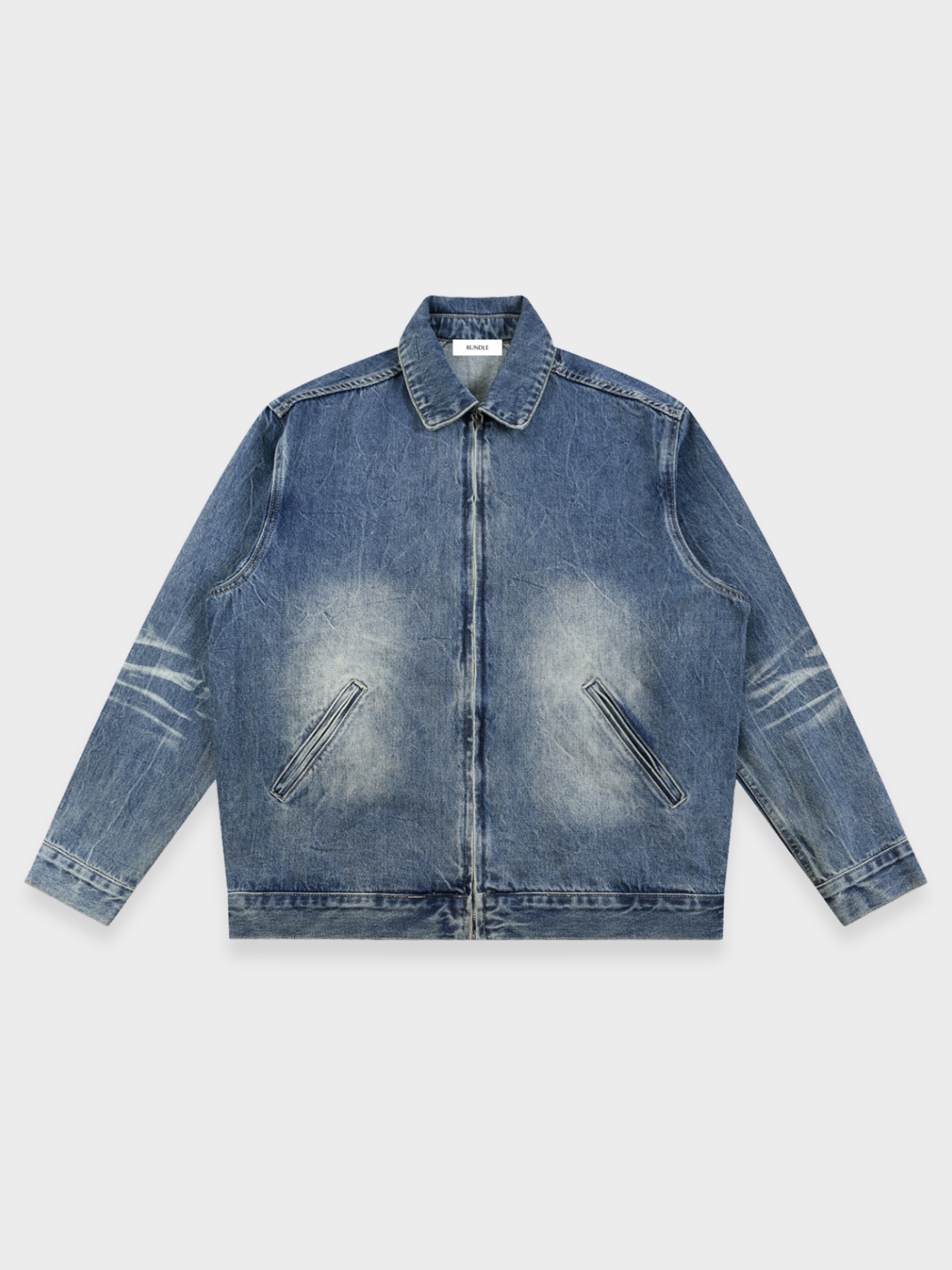 Vintage Wash Zip Up Denim Jacket